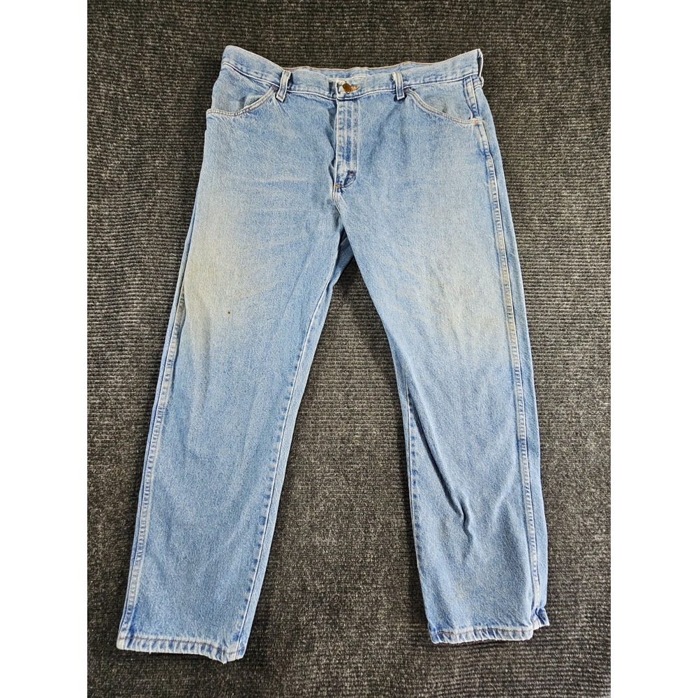 Rustler Jeans Mens 40x30 Blue Denim Light Wash 5-Pocket Straight Leg Streetwear